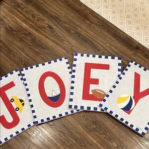 Hand painted Personalized Red and Blue Name Art-JOEY